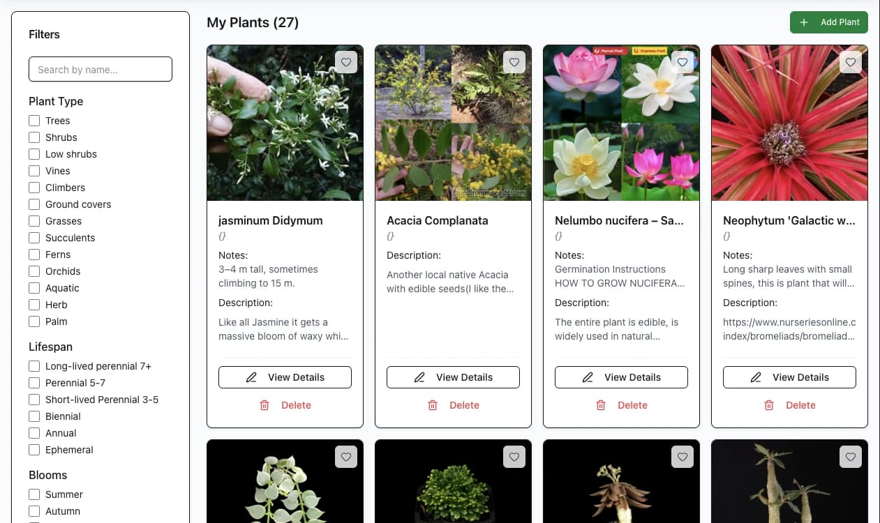 Horticulture Database